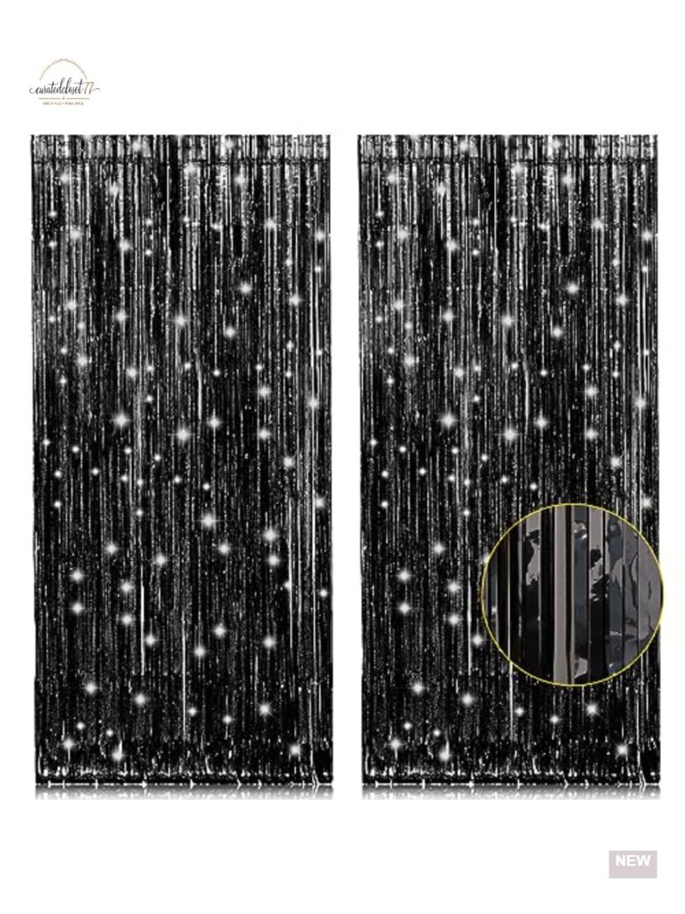 Foil Fringe Backdrop 2 Pack 3.2x8.2 ft Party Photo Booth Decor